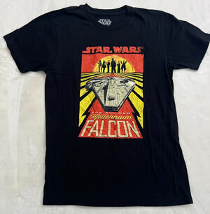 Star Wars Millennium Falcon Mens Small Black Graphic T Shirt Lucasfilm